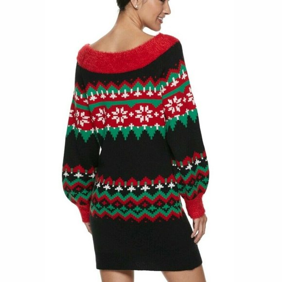 It's Our Time NWT Oh What Fun Sequin Ugly Christmas Sweater Dress XS - Picture 2 of 2